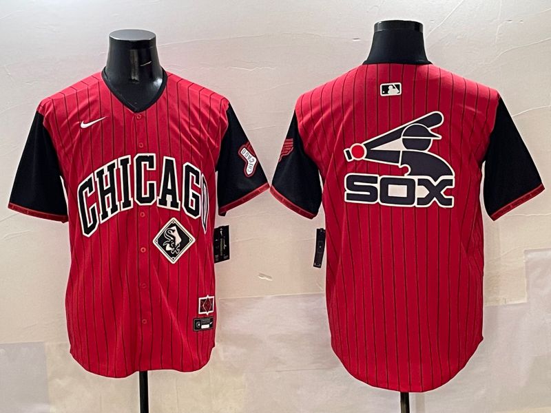 Men Chicago White Sox Blank Red Stripe Joint Name 2025 Nike MLB Jersey style 12